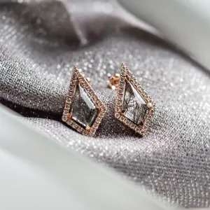 Statement earrings with rutile quartz and side diamonds ALEXIS Thumbnail