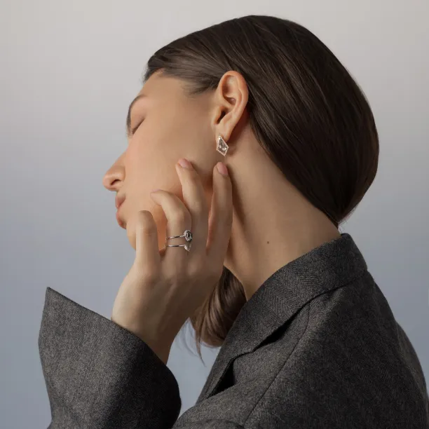 Statement earrings with rutile quartz and side diamonds ALEXIS Image