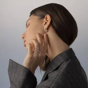Statement earrings with rutile quartz and side diamonds ALEXIS Thumbnail