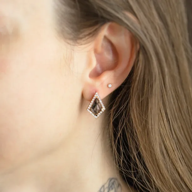 Statement earrings with rutile quartz and side diamonds ALEXIS Image