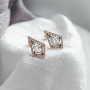 Statement earrings with rutile quartz and side diamonds ALEXIS Thumbnail
