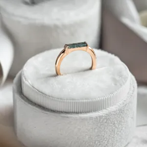 Gold ring with baguette moss agate CATHIA Thumbnail