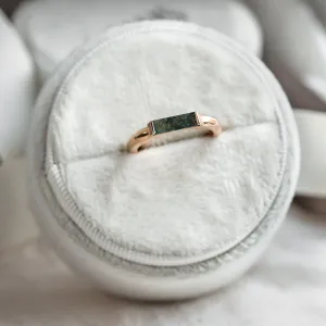 Gold ring with baguette moss agate CATHIA Thumbnail