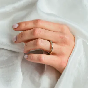 Gold ring with baguette moissanite in art deco style LIA Thumbnail