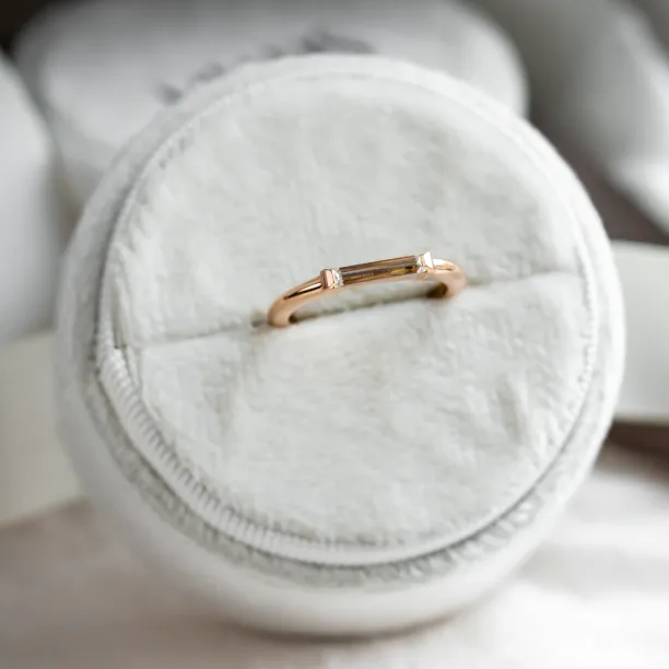 Gold ring with baguette moissanite in art deco style LIA Image