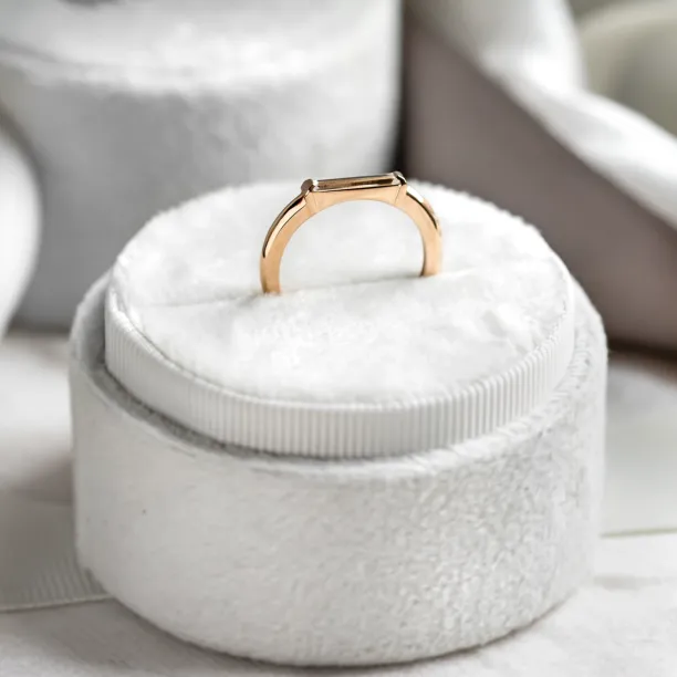 Gold ring with baguette moissanite in art deco style LIA Image