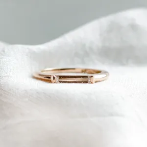 Gold ring with baguette moissanite in art deco style LIA