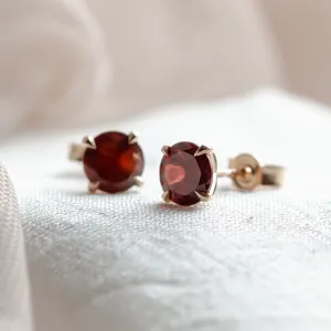 Gold earrings with garnets AMANDA Thumbnail