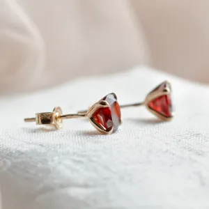 Gold earrings with garnets AMANDA Thumbnail