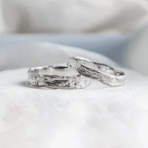 Unusual wedding rings with natural surface ARETA Thumbnail