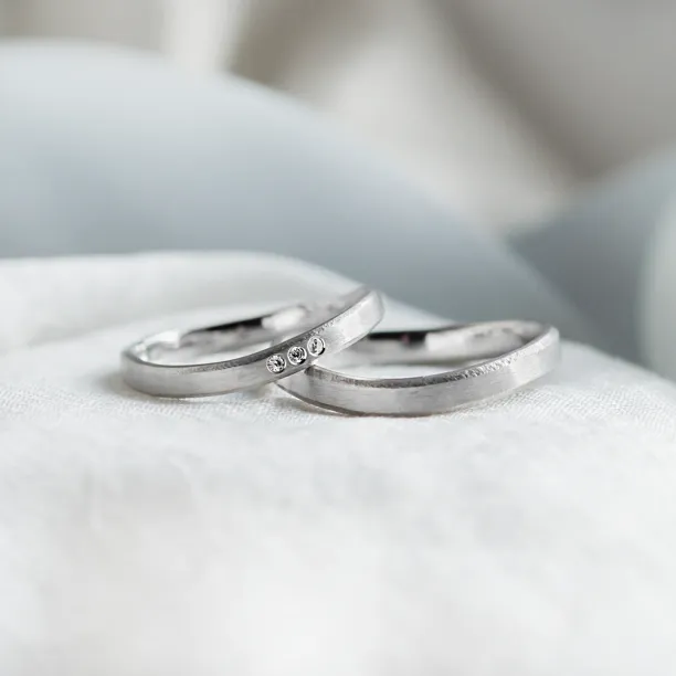 Elegant wedding rings with matte surface and diamonds MATTY Image