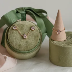 Romantic cluster jewelry set with morganite and salt and pepper diamonds TYRA Thumbnail