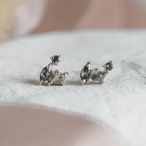 Gold jewelry set with salt and pepper diamonds in cluster style SHIRLEY  Thumbnail