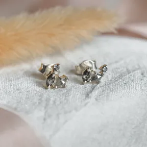 Gold jewelry set with salt and pepper diamonds in cluster style SHIRLEY  Thumbnail