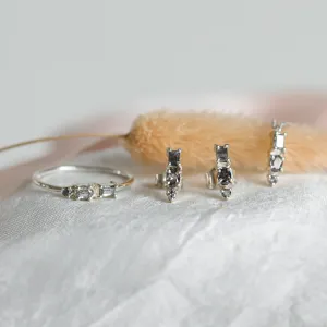 Gold jewelry set with salt and pepper diamonds TRES