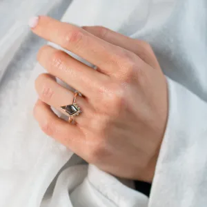 Unusual engagement ring with salt and pepper diamond and side diamonds ADIRA Thumbnail