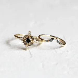 Gold open ring with salt and pepper diamonds ADA Thumbnail