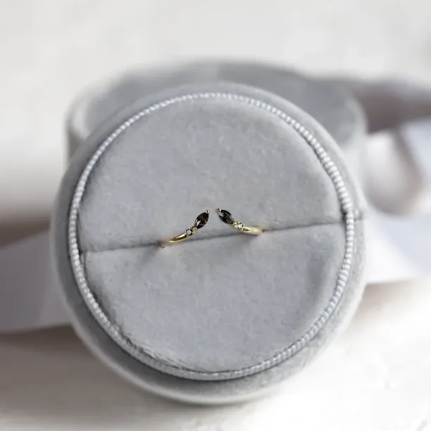 Gold open ring with salt and pepper diamonds ADA Image