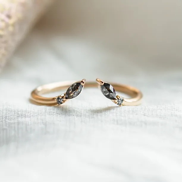 Gold open ring with salt and pepper diamonds ADA Image