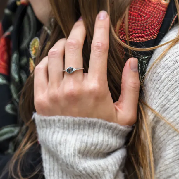 Unusual engagement ring with rutilated quartz and diamonds PRECIOUS Image