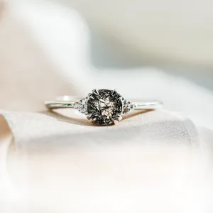 Unusual engagement ring with rutilated quartz and diamonds PRECIOUS Thumbnail