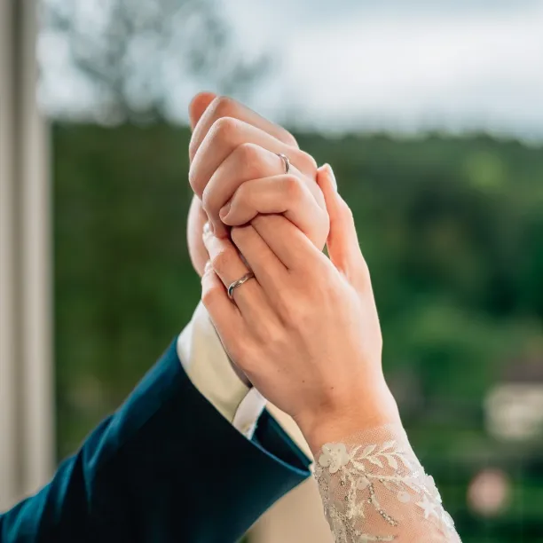 Unusual wedding rings with a shiny ESTELA Image