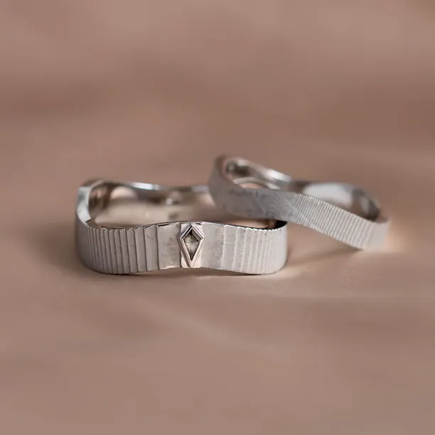 Original wedding rings with salt and pepper diamond CHARLES Image