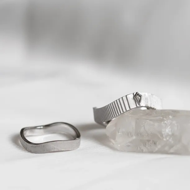 Original wedding rings with salt and pepper diamond CHARLES Image