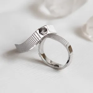 Unusual wedding rings with salt and pepper diamond JACKLYN Thumbnail
