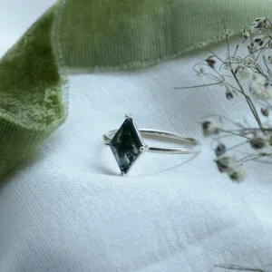 Geometric engagement ring with moss agate LUCCA Thumbnail