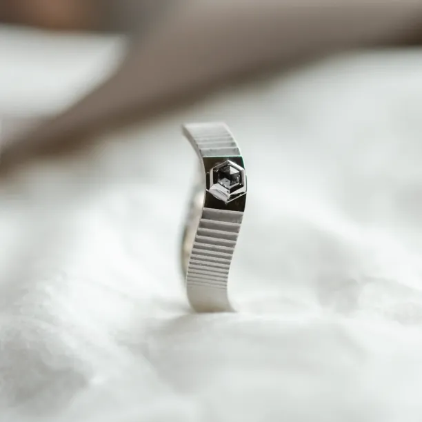 Men's gold ring with salt and pepper diamond JACK Image