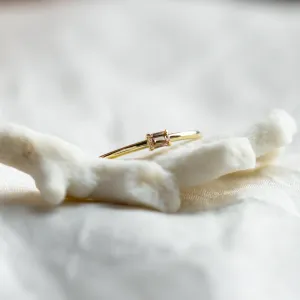 Gold minimalist ring with fancy chmapagne diamond MARGO Thumbnail