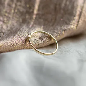 Gold minimalist ring with fancy chmapagne diamond MARGO Thumbnail