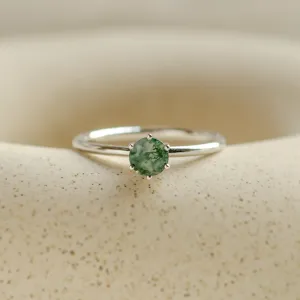Minimalist engagement ring with moss agate MAGGIE Thumbnail