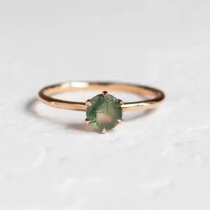 Minimalist engagement ring with moss agate MAGGIE
