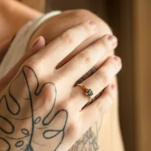 Unusual engagement ring with moss agate and diamonds CAMILA Thumbnail