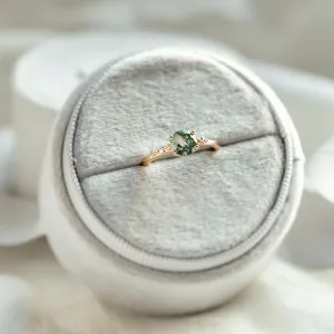 Unusual engagement ring with moss agate and diamonds CAMILA Thumbnail