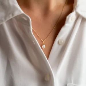 Gold necklace with pear moissanite NAOMI Thumbnail