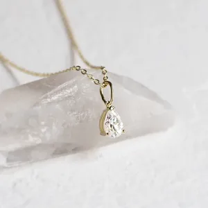 Gold necklace with pear moissanite NAOMI Thumbnail
