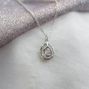 Gold halo pendant with moissanites GLORY Thumbnail