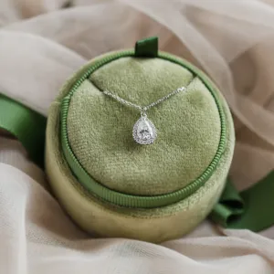 Gold halo pendant with moissanites GLORY Thumbnail