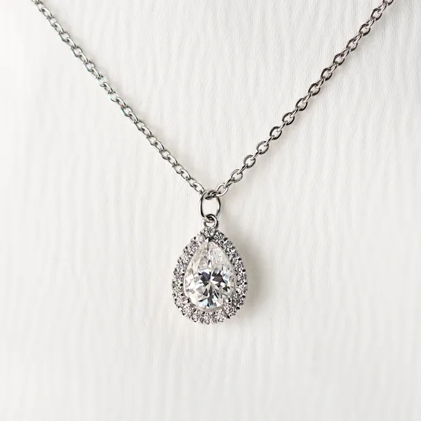 Gold halo pendant with moissanites GLORY Image