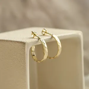 Gold circle earrings with irregural shape BREE  Thumbnail