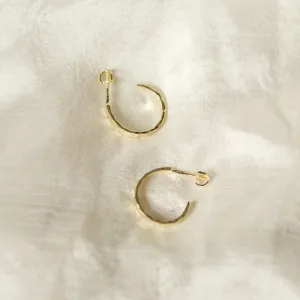 Gold circle earrings with irregural shape BREE  Thumbnail