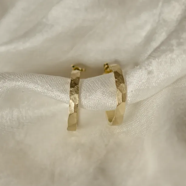 Gold circle earrings with irregural shape BREE  Image