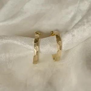 Gold circle earrings with irregural shape BREE  Thumbnail