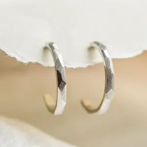 Gold circle earrings with hammered surface ISLA Thumbnail