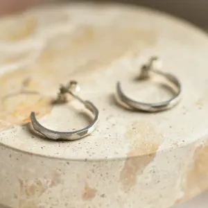 Gold circle earrings with hammered surface ISLA Thumbnail