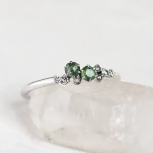 Cluster ring with moss agates and salt and pepper diamonds EVE Thumbnail