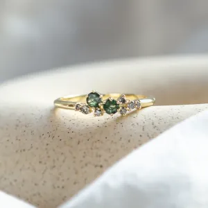 Cluster ring with moss agates and salt and pepper diamonds EVE Thumbnail